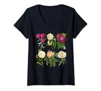 Womens Vintage Botanical Flower Collection V-Neck T-Shirt