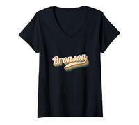 Womens Vintage Bronson Personalized Name Bronson V-Neck T-Shirt