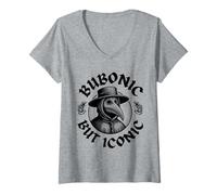 Women's Vintage Bubonic But Iconic Plague Doctor Historical V-Neck T-Shirt