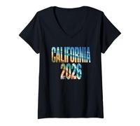 Women's Vintage California 2026 Vacation Surfer Trip BFF Mom V-Neck T-Shirt
