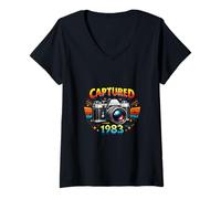 Women's Vintage Camera Photography Creative Style 1983 V-Neck T-Shirt