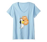 Women's Vintage Cartoon Happiness Art V-Neck T-Shirt