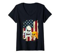 Women's Vintage Cheese and Milk Essential Retro Flag American V-Neck T-Shirt