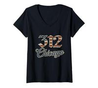 Womens Vintage Chicago 312 Area Code Patriot USA American Flag V-Neck T-Shirt
