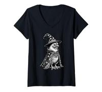 Women's Vintage Chicken Dressed As A Wizard Fantasy V-Neck T-Shirt
