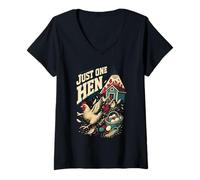 Women's Vintage Chicken Farm Hens Eggs Coop Design V-Neck T-Shirt