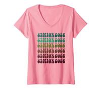 Womens Vintage Class of 2026 Seniors Rocks Fabulous Girl Yearbook V-Neck T-Shirt