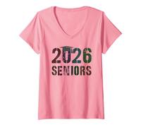 Womens Vintage Class of 2026 Seniors Rocks Yearbook Girls Momento V-Neck T-Shirt