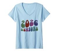 Womens Vintage Class of 2026 Seniors Rocks Yearbook Throwback V-Neck T-Shirt
