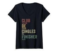 Womens Vintage Club De Cingles Finisher Retro Cycling V-Neck T-Shirt