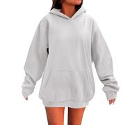 Women's Vintage Corduroy Pullover Hoodies Oversized Loose Fit Long Sleeve Hoodie Sweatshirts High Neck Hooded Top with Pocket Ladies Autumn Winter Soft Warm Sweat Jumpers Athleisure Wear UK White