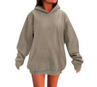 Women's Vintage Corduroy Pullover Hoodies Oversized Loose Fit Long Sleeve Hoodie Sweatshirts High Neck Hooded Top with Pocket Ladies Autumn Winter Soft Warm Sweat Jumpers Athleisure Wear UK Khaki