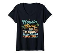 Women's Vintage Cousin Crew 2026 Summer Making Memories V-Neck T-Shirt