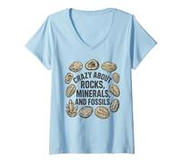 Womens Vintage Crazy About Rocks, Minerals, Fossils, Geology Love V-Neck T-Shirt
