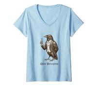 Women's Vintage Crow Quite Perceptive | Retro Victorian Steampunk V-Neck T-Shirt