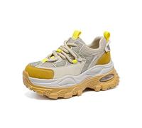 Women's Vintage Daddy Shoes Air-Cushioned Platform Height Increasing Shoes Hot Drilling Sports Training Fitness Running Walking Yellow 3.5