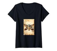 Women's Vintage Death's-Head Hawkmoth Scientific Entomology Art V-Neck T-Shirt