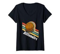 Womens Vintage Distressed Bitcoin Logo Design Retro Crypto Meme BTC V-Neck T-Shirt