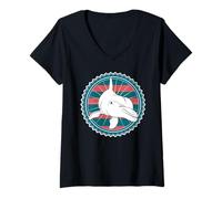 Womens Vintage Dolphin Marine Biology Ocean Animal V-Neck T-Shirt