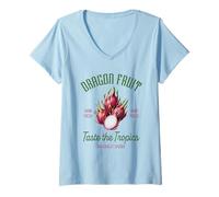 Womens Vintage Dragon Fruit Retro Farm V-Neck T-Shirt