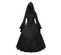 Women's Vintage Dresses Style 36 Retro Medieval Gothic Dresses Renaissance Victorian Dress Fancy Fairy Witch Elf Cosplay Party Dress Carnival Halloween Costume Black