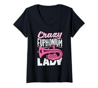 Women's Vintage Euphonium Player Brass Orchestra V-Neck T-Shirt