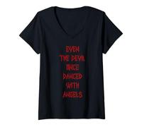Womens Vintage Even The Devil Once Danced with Angels V-Neck T-Shirt