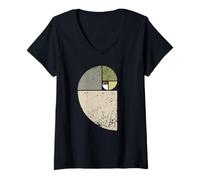 Womens Vintage Fibonacci Spiral Math Golden Ratio Cool Science V-Neck T-Shirt