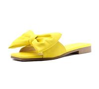 Women's Vintage Flip Flops, Women's Flat Casual Shoes, Comfortable Slippers, Open Back Sandals, Open Toe Shoes, Non-Slip Slippers, Washable Slippers with Bow Flip Flops, yellow, 6 UK