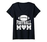 Women's Vintage Football Mom Number #55 V-Neck T-Shirt