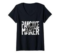 Women's Vintage Football Player Meme Lineman Pancake Maker V-Neck T-Shirt