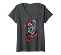 Womens Vintage Fortune Favors The Bold T-Shirt Jester V-Neck T-Shirt