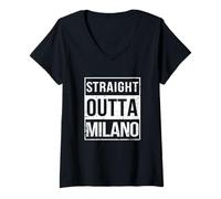 Womens Vintage Funny Straight Outta Milano Italy Italian Lombardy V-Neck T-Shirt