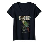 Women's Vintage Green-Cheeked Conure Bird Watching Art Love Birds V-Neck T-Shirt