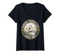 Women's Vintage Groundhog Day Spring Predictor Since 1887 V-Neck T-Shirt