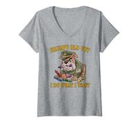Women's Vintage Grumpy Old Vet DO What Want Eat Crayons Eater V-Neck T-Shirt