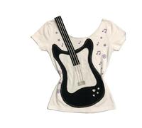 Women's Vintage Guitar Graphic Baby Tee Y2K 2000s Punk Rock Star Short Sleeve Vintage Crop Top Grunge Emo Streetwear