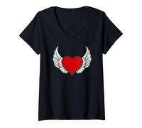 Women's Vintage Heart with Wings V-Neck T-Shirt