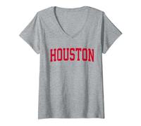 Womens Vintage Houston Men Retro Red Houston Throwback Red Shirt V-Neck T-Shirt
