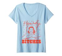 Womens Vintage Howdy Bitches Rodeo Western Country Southern Cowgirl V-Neck T-Shirt