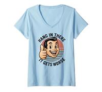 Women's Vintage Humor Design with Retro Meme Smiling Thumbs Up V-Neck T-Shirt