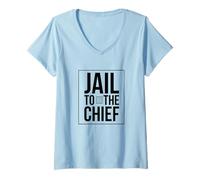 Women's Vintage Impeachment - Jail to The Chief V-Neck T-Shirt