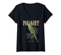 Women's Vintage Indian Ringneck Parakeet Bird Watching Love Birds V-Neck T-Shirt