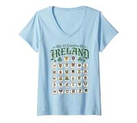 Women's Vintage Ireland Counties Celtic Heritage Gift St Patrick Day V-Neck T-Shirt