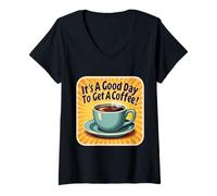 Womens Vintage It's A Good Day To Get A Coffee Lover Cafe Owner Fun V-Neck T-Shirt