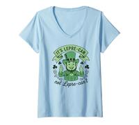 Women's Vintage It's Lepre Can St. Patrick's Cheerful Leprechaun Fun V-Neck T-Shirt