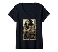 Women's Vintage Japanese Gothic Anime Plague Doctor V-Neck T-Shirt