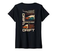Womens Vintage Japanese JDM Tokyo Japan Drift Race Car Graphic V-Neck T-Shirt