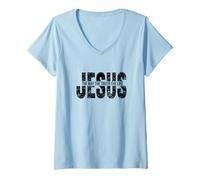 Womens Vintage Jesus The Way Truth and Life Christain Savior V-Neck T-Shirt