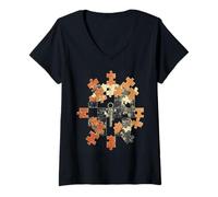 Women's Vintage Key Puzzle Escape Room V-Neck T-Shirt